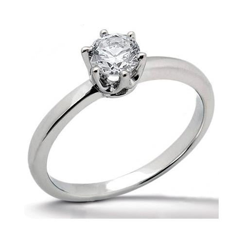 1 Carat Round Natural Earth Mined Diamond Solitaire Ring White Gold