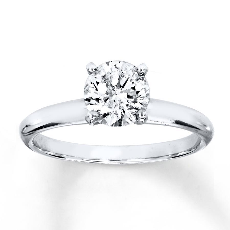 1 Carat Round Solitaire Natural Earth Mined Diamond Engagement Ring 14K White Gold