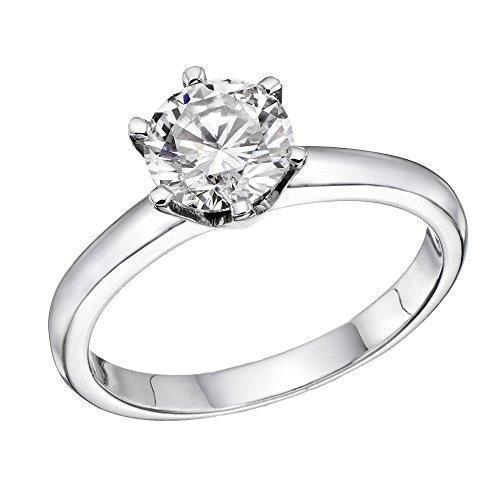 1 Carat Round Solitaire Natural Earth Mined Diamond Engagement Ring White Gold 14K