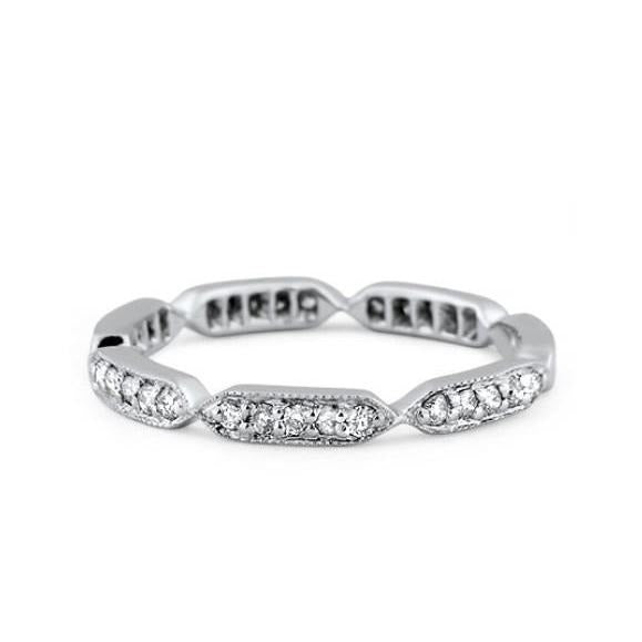 1.05 Ct Real Brilliant Cut Diamond Wedding Band 14K White Gold