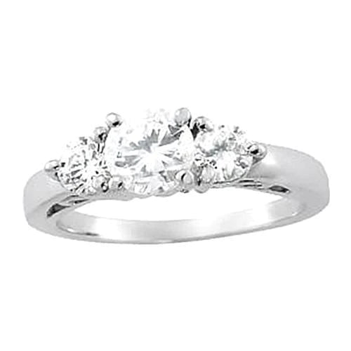 1.15 Carat Real Diamond Three Stone Ring White Gold 14K New