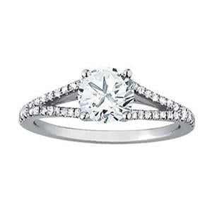 1.18 Carats Genuine Diamond Ring With Accents Split Shank White Gold 14K