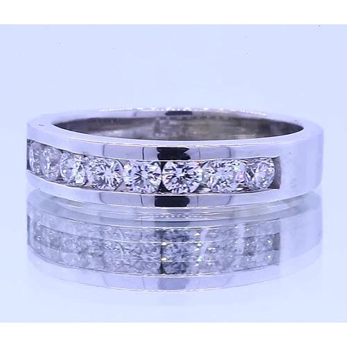 1.20 Carats Round Anniversary Band Real Diamonds White Gold 14K Vs1 F