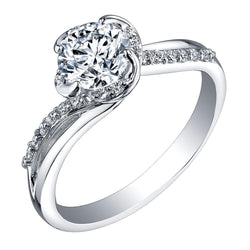 1.20 Carats Round Brilliant Cut Genuine Diamond Ring White Gold 14K