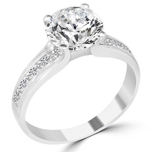 1.20 Carats Round Genuine Diamond Engagement Ring White Gold 14K
