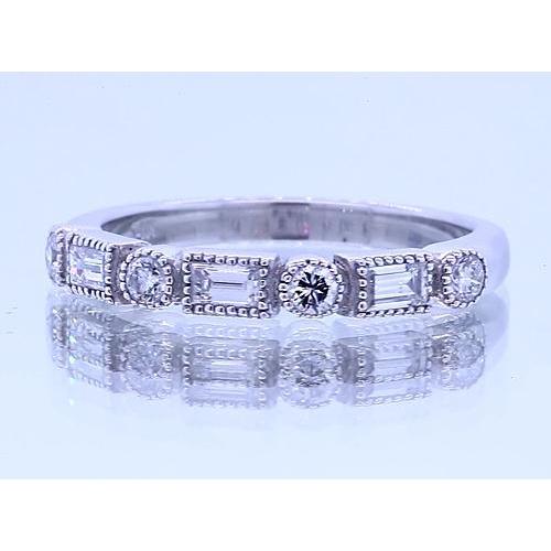 1.20 Carats Round & Baguettes Real Diamond Anniversary Band