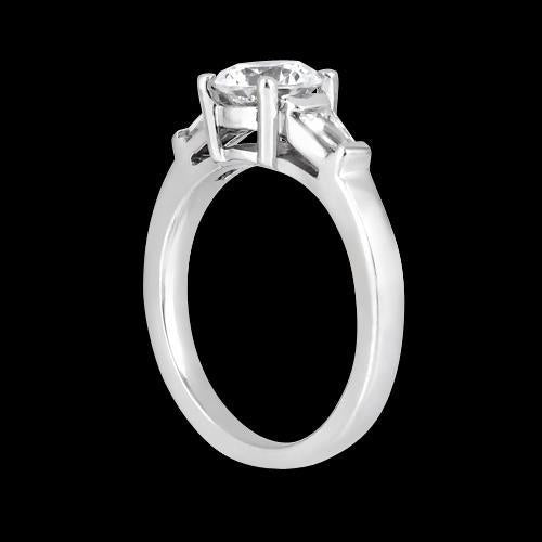 1.20 Ct. Real Diamonds Three Stone Wedding Ring Round & Baguette Cut