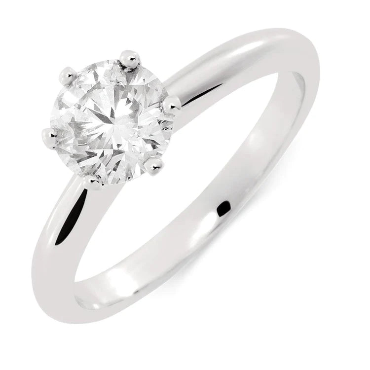 1.20 Ct Round Cut Solitaire Natural Diamond Wedding Ring White Gold 14K