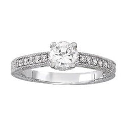 1.24 Carats Antique Style Genuine Diamond Ring With Accents