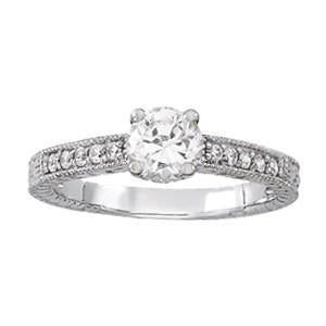 1.24 Carats Antique Style Genuine Diamond Ring With Accents