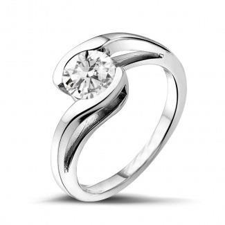 1.25 Carat Solitaire Round Cut Real Diamond Wedding Ring White Gold 14K