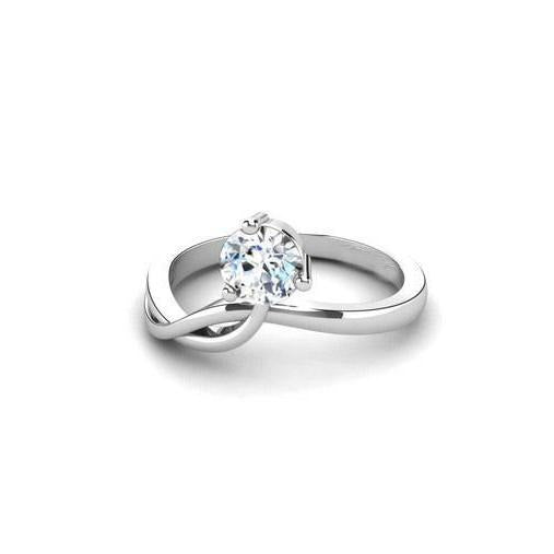 1.25 Carat Solitaire Twisted Shank Real Round Diamond Ring White Gold