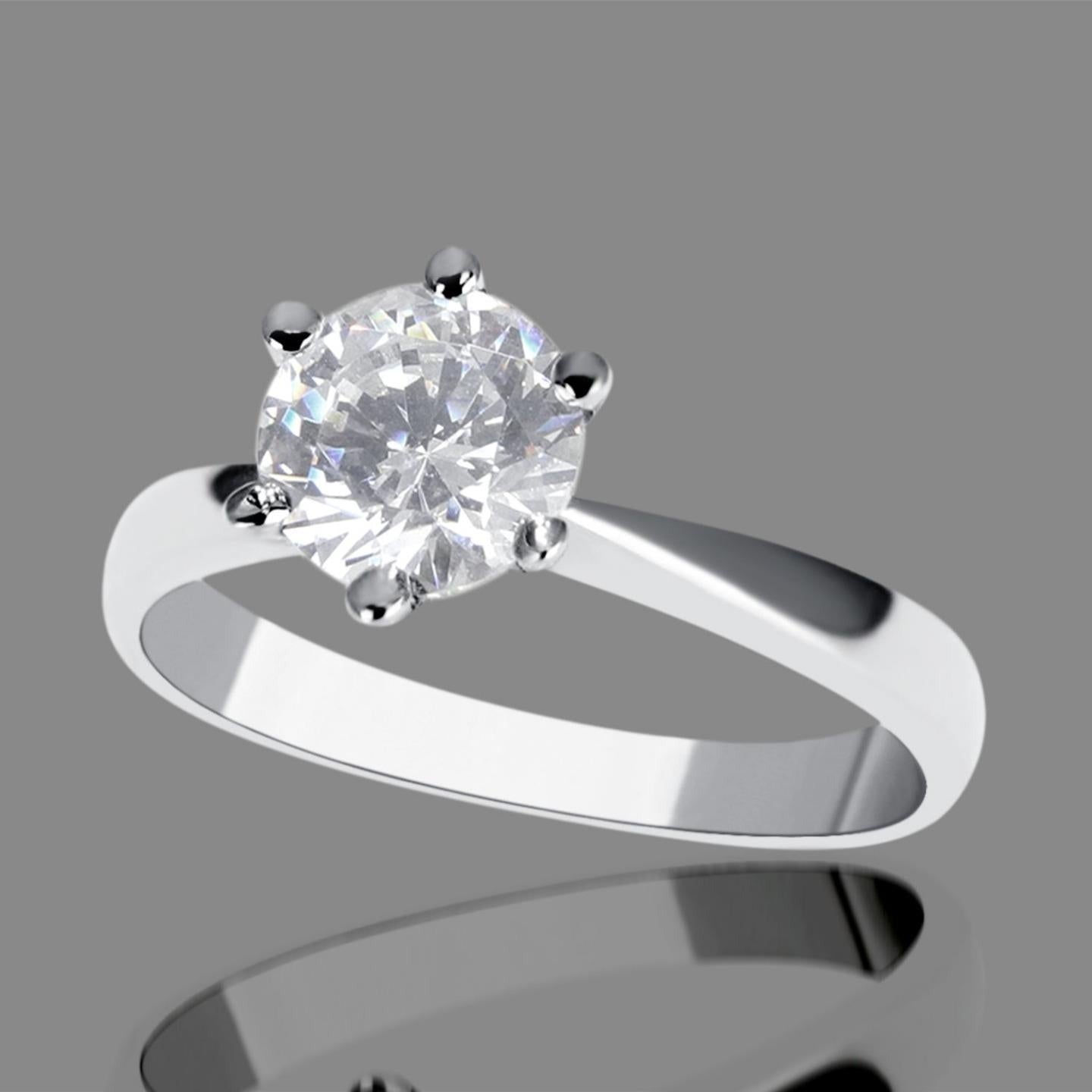 1.25 Carat White Gold Solitaire Genuine Diamond Engagement Ring