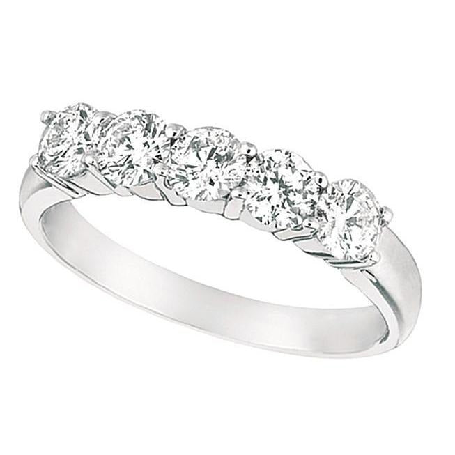 1.25 Carats Five Stone Real Diamond Engagement Ring White Gold 14K - Band-harrychadent.ca