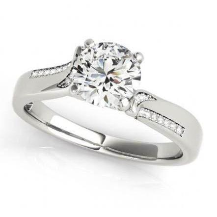 1.25 Carats Real Diamond White Gold Engagement Ring Solitaire With Accents