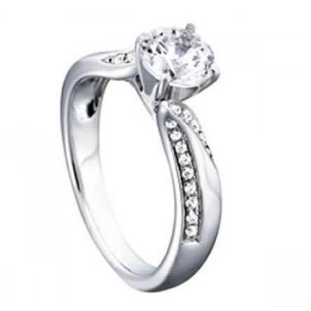 1.25 Carats Real Diamond White Gold Engagement Ring Solitaire With Accents