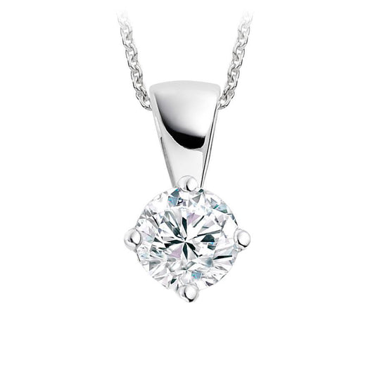 1.25 Carats Round Genuine Diamond Pendant Gold Women Jewelry Prong Set New