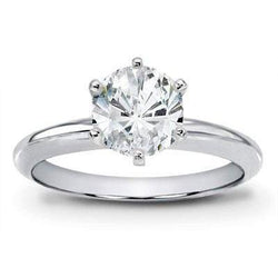 1.25 Carats Round Natural Diamond Solitaire Ring 14K White Gold