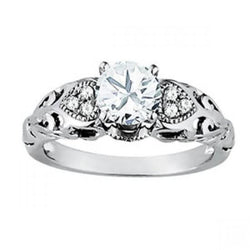 1.25 Carats Round Real Natural Earth Mined Diamond White Gold 14K Engagement Fancy Ring New