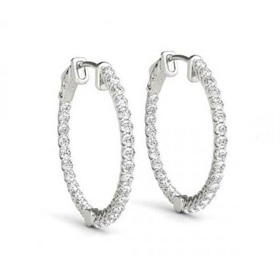 1.25 Ct. Real Natural Earth Mined Diamonds Hoop Earring Bezel Set Earring Gold