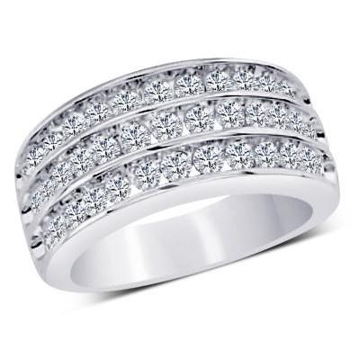 1.25 Ct Round Brilliant Real Diamond Wedding Band 14K White Gold