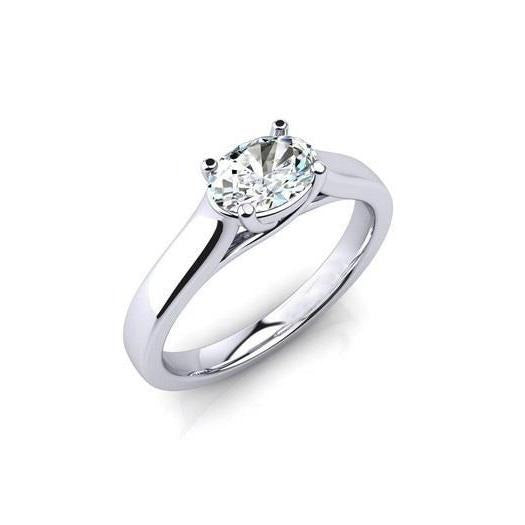 1.25 Ct Solitaire Genuine Oval Cut Diamond Wedding Ring White Gold