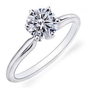 1.25 Ct White Gold Ladies Round Cut Solitaire Real Diamond Wedding Ring