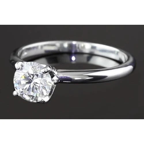 1.25 Round Real Diamond Solitaire Engagement Ring White Gold 14K