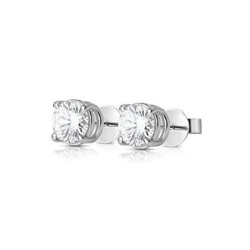 1.30 Carat Round Real Diamond Stud Earring White Gold 14K