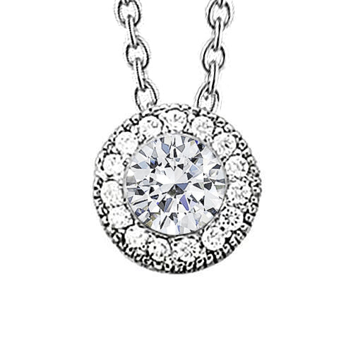 1.30 Carats Real Diamond Pendant White Gold 14K New