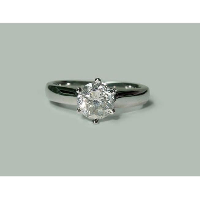 1.30 Carats Real Diamond Solitaire Ring White Gold 14K