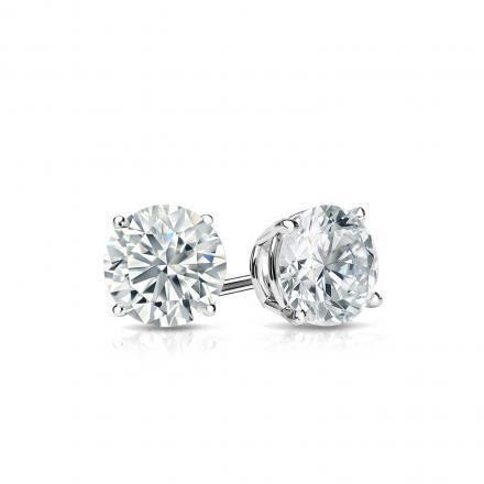 1.30 Ct. Round Stud Real Diamond Earring Solid White Gold Lady Jewelry