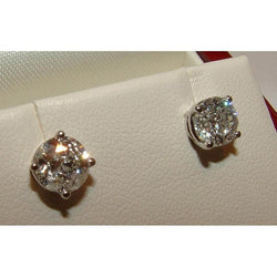 1.30 Ct F Vs1 Round Real Diamonds White Gold Stud Earring