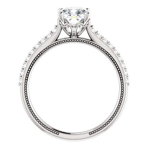 1.30 Ct Real Cushion Diamond Engagement Ring With Accents