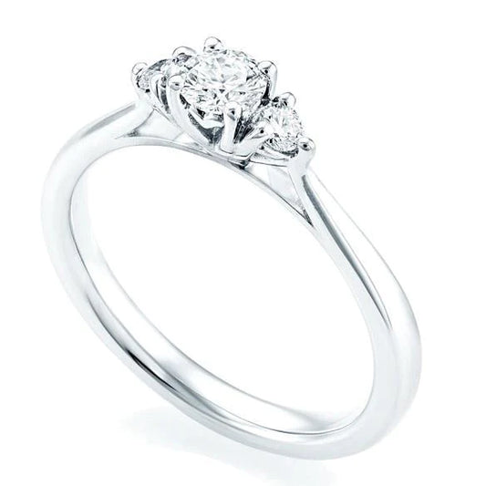 1.30 Ct Round Cut 3 Stone Real Diamond Engagement Ring