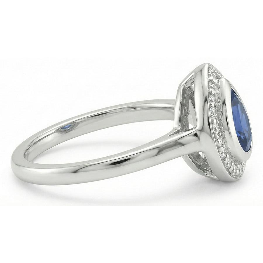 1.31 Ct Ceylon Sapphire Pear Natural Earth Mined Diamond ( Not Lab Grown ) s Wedding Ring