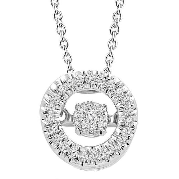 1.32 Carats Gorgeous Round Genuine Diamond Pendant Necklace White Gold 14K