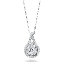 1.33 Ct Sparkling Round Cut Genuine Natural Earth Mined Diamonds Large Pendant Necklace White Gold