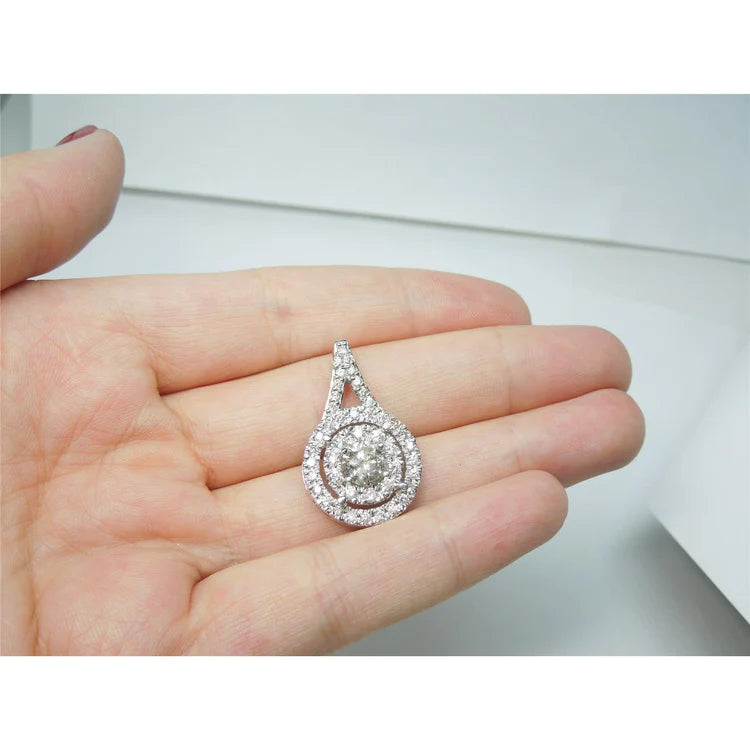 1.33 Ct Sparkling Round Cut Genuine Diamonds Large Pendant Necklace 