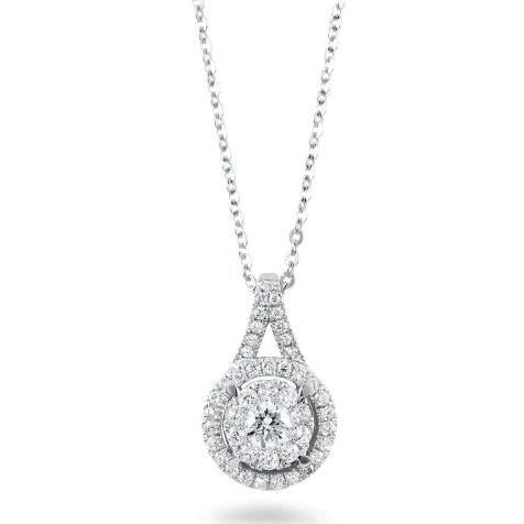 1.33 Ct Sparkling Round Cut Genuine Diamonds Large Pendant Necklace White Gold