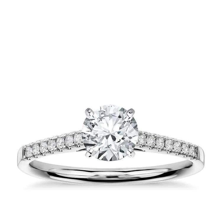 1.35 Carats Round Cut Natural Diamond Solitaire Anniversary Ring With Accents