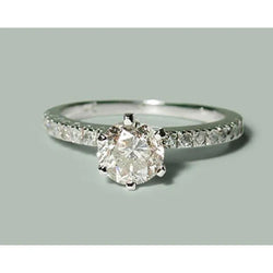 1.35 Carats Round Real Diamond Anniversary Ring 14K White Gold