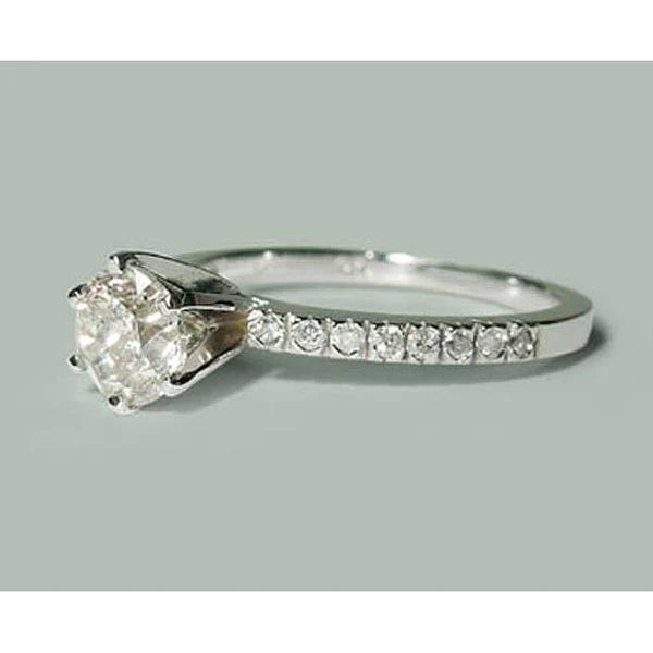 1.35 Carats Round Real Diamond Anniversary Ring 14K White Gold