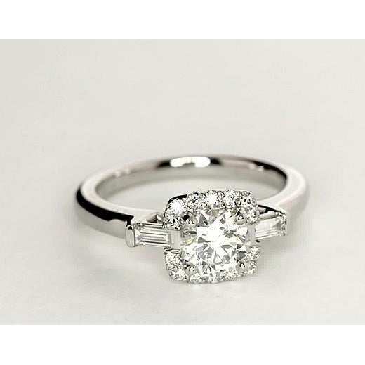 1.35 Carats Three Stone Real Diamonds Engagement Ring White Gold 14K - Three Stone Ring-harrychadent.ca