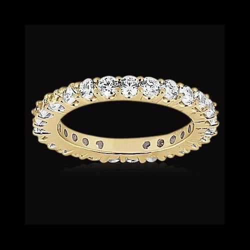 1.35 Ct Natural Round Diamond Eternity Band 14K Yellow Gold