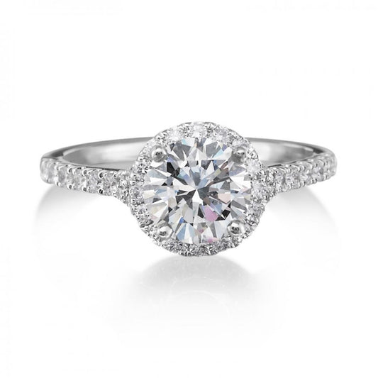 1.36 Carats Halo Genuine Diamond Engagement Ring