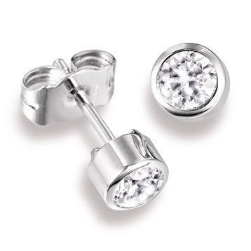 1.3 Ct Bezel Set Round Cut Stud Real Diamond Earring