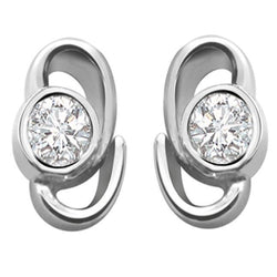 1.3 Ct Round Genuine Diamond Stud Earring 14K White Gold