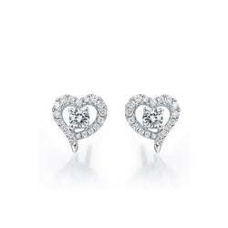 1.40 Carats Genuine Diamond Heart Shape Halo Stud Earring 14K White Gold