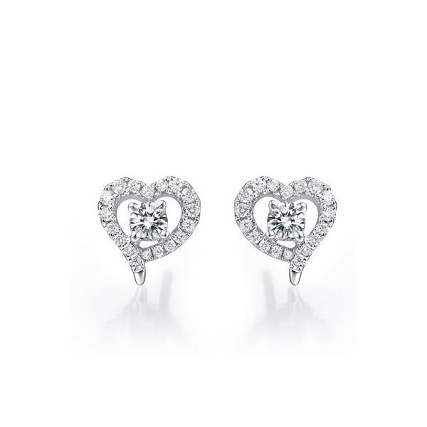 1.40 Carats Genuine Diamond Heart Shape Halo Stud Earring 14K White Gold